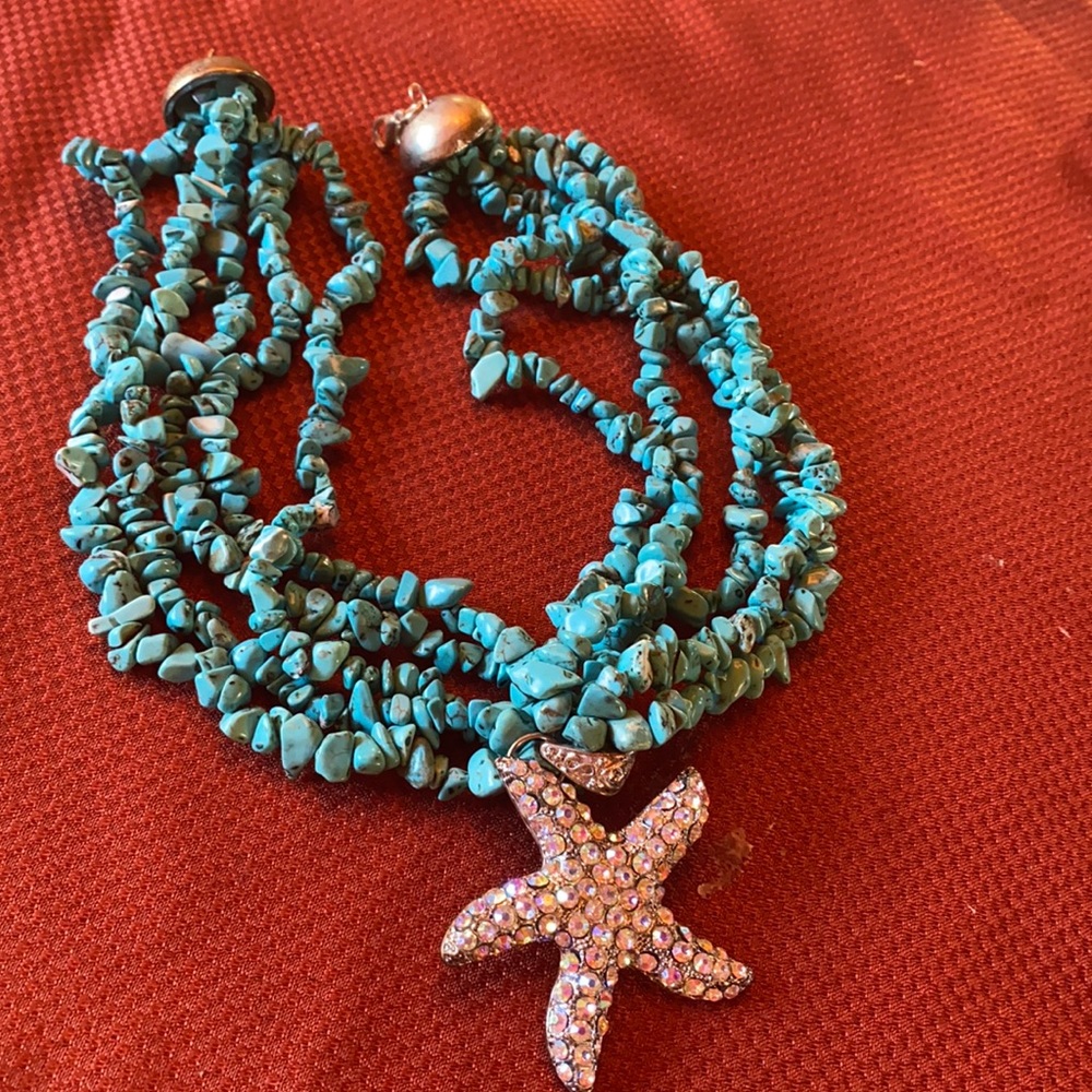 Beautiful necklace with crystal star fish
